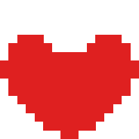 a pixel art heart with a broken heart in the middle on a white background .