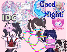 a collage of anime characters with the words good night love on top