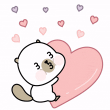 beaver white cute lovely heart