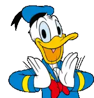 donald duck is making a funny face with his hands in front of his face