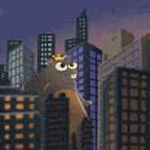 a cartoon drawing of a giant rat with a crown on its head