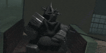 a computer generated image of a knight in armor with spikes on his head