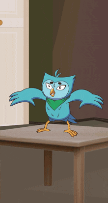 a cartoon of a man and a bird with the letter w on their face