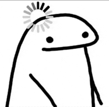 a black and white drawing of a stick figure with a loading wheel on its head .