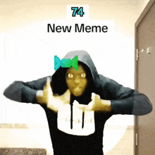 a person in a hoodie with the number 74 on the top