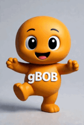 a cartoon character has the word gbob on his chest