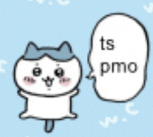 a cartoon cat is talking with a speech bubble that says ts pmo