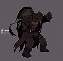 a drawing of a person with a shield on their back has a tiktok watermark