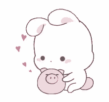bunny cute kawaii love cuddle