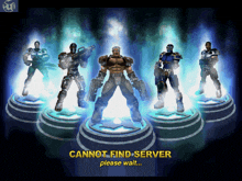 a video game screen that says cannot find server