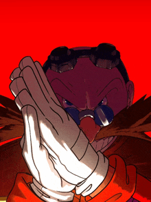 a cartoon drawing of a man with a mustache wearing goggles