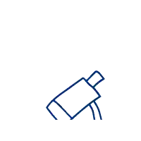 a blue line drawing of a telescope on a white background