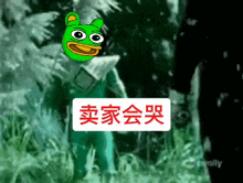 a cartoon of a frog with chinese characters on it