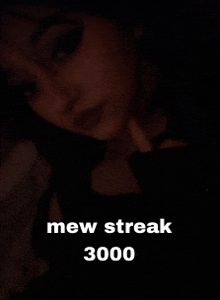 a picture of a woman with the words mew streak 3000 on it