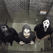 dumb genius prank elevator creepy masks