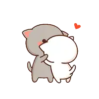 two cute cartoon cats are standing next to each other
