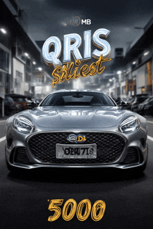 a poster for oris saliest 5000 with a silver car