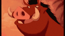 a cartoon drawing of a warthog with its mouth wide open