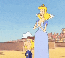 a cartoon of a princess and a knight