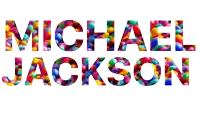 the word michael jackson is made up of colorful candy