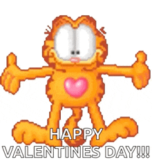 garfield is giving a thumbs up and saying happy valentines day .