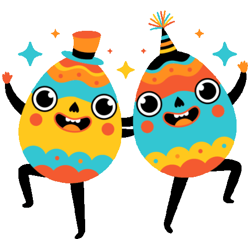 Two Easter Eggs Dancing And Celebrating Sticker - We Lovea Holiday Celebration Google Stickers