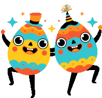 Two Easter Eggs Dancing And Celebrating Sticker