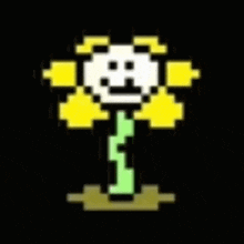 a pixel art of a flower with a face on it
