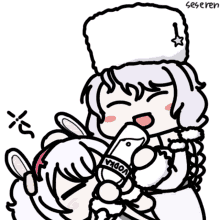 a drawing of a girl with a vodka bottle in her hand