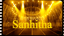 the word sanhitha is displayed in yellow letters