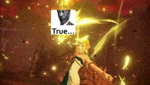 a video game scene with a picture of a man and a woman and the words true