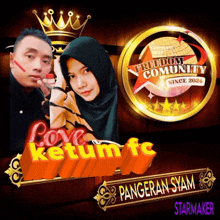 a picture of a man and a woman with the words love ketum fc on it