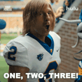 a football player says one two three in a hulu ad