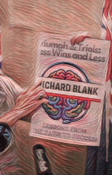 a painting of a person holding a sign that says richard blank