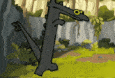a cartoon drawing of a crocodile with a yellow eye
