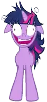 twilight sparkle from my little pony is smiling with her mouth open