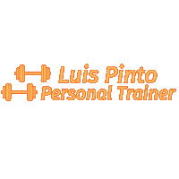 a logo for luis pinto personal trainer with a picture of a dumbbell