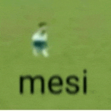 a blurry picture of a person on a soccer field with the word messi in the foreground