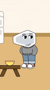 a cartoon of a man standing next to a cat