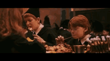 Ron Weasleface Gets Interrupted While Scavaging Most Delicious Chicken (With Sound)! GIF - Harry Potter Ron Weasley Eat GIFs