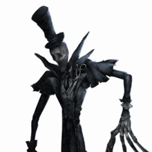 a statue of a man in a top hat with scissors on his neck