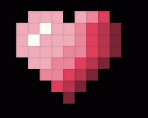 Pixelated heart animation on black background