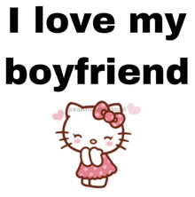 a hello kitty cartoon with the words " i love my boyfriend "