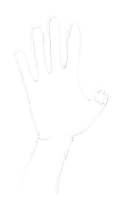 a black and white drawing of a hand with the letter m visible