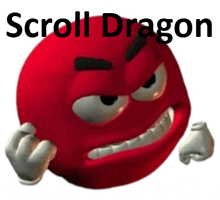 a red smiley face with the words scroll dragon written below it