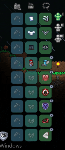 a screenshot of a game with the word windows at the top