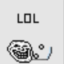 a pixel art of a troll face with the word troll written on it .