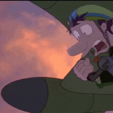 a cartoon of a man in a military uniform is holding a gun