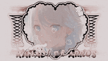 a picture of a girl in a heart shaped frame with the word rafada de arros