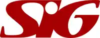 a red sig logo with a white circle in the middle